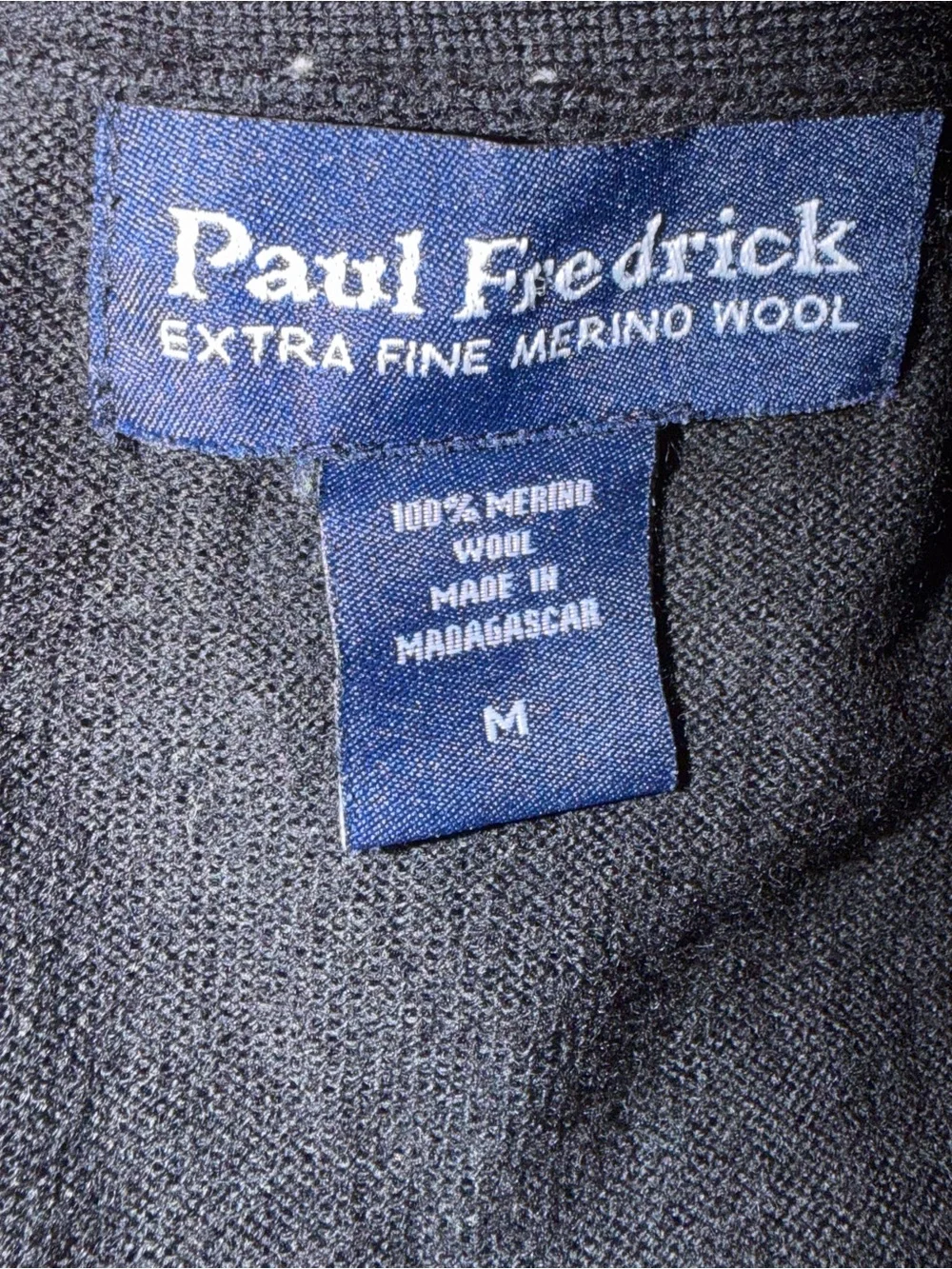 Paul Fredrick Black V-Neck Button Cardigan Vest size m